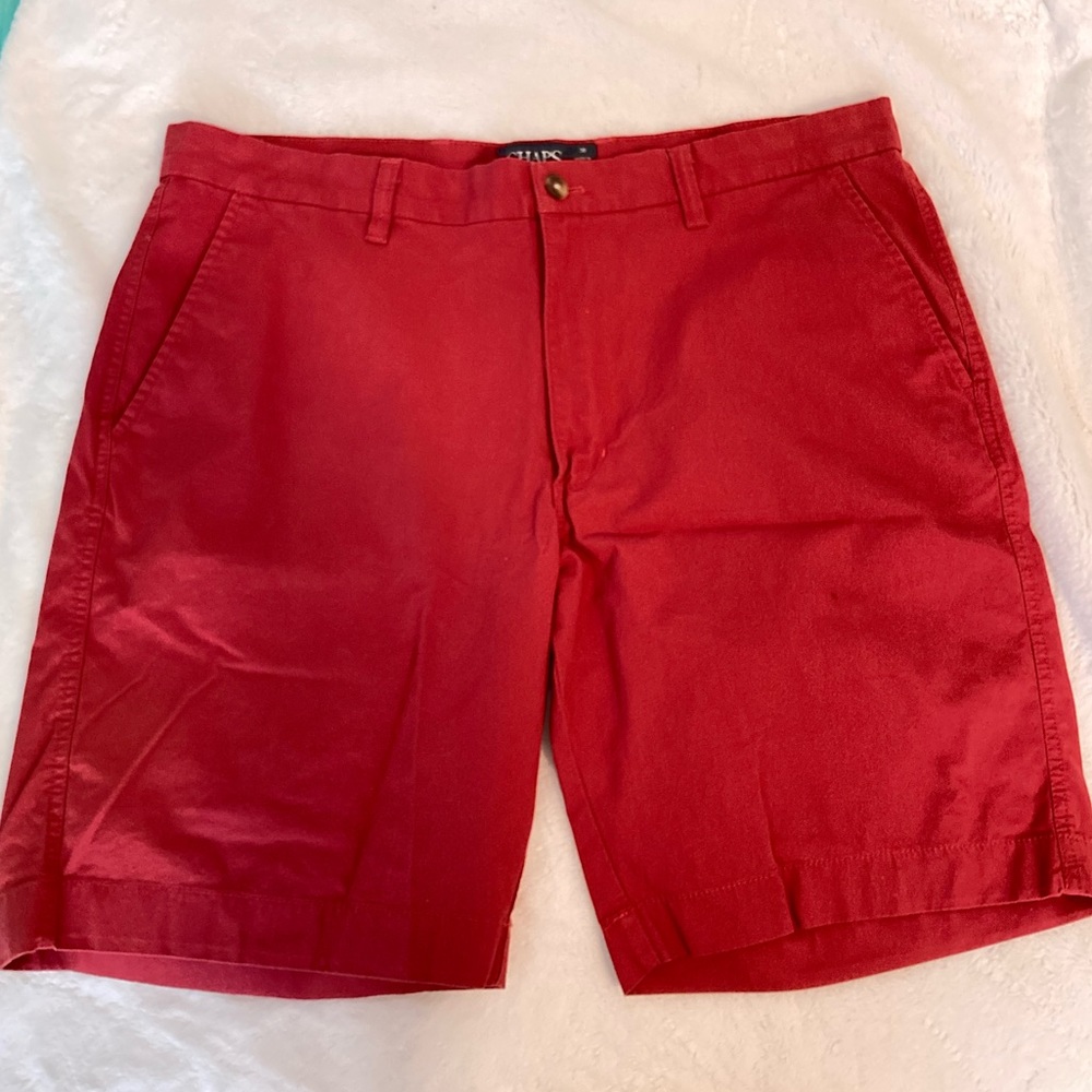 Chaps Red Chino Flat Front Shorts 38" Waist 9" Inseam